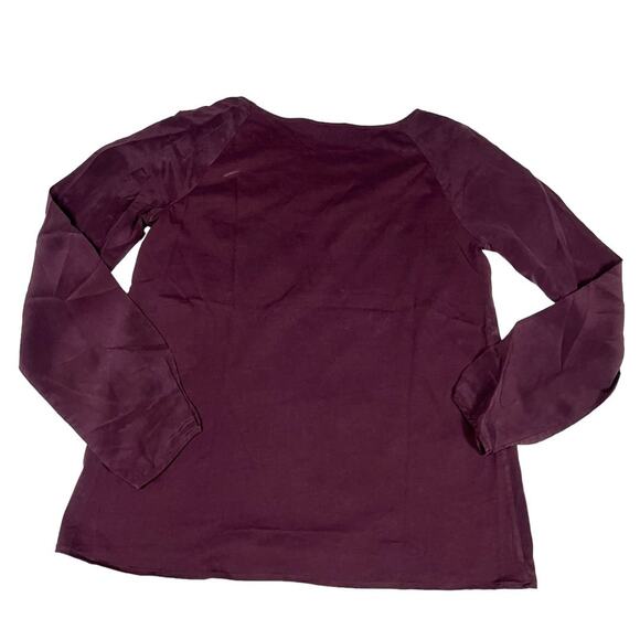 Massimo Dutti Blouse Long Sleeve Round Neck Embroidered Burgundy Women's L - Picture 10 of 11